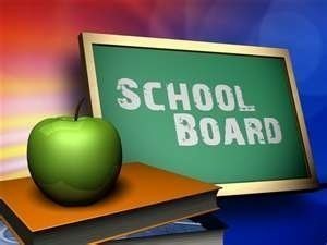 School Board with an Apple on stack of books